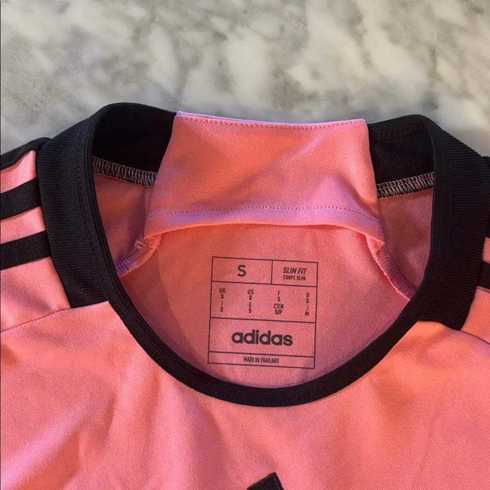 Adidas Neon Pink inter Miami Soccer Jersey with Black Details